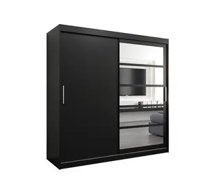 Sleek Black Roma I Sliding Door Wardrobe W2000mm H2000mm D620mm Mirrored Vertical Handles Contemporary Storage Solution