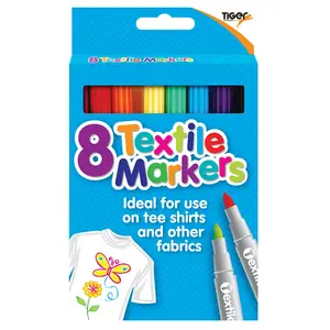 Tiger Textile Markers Set (Pack of 8) Multicoloured (One Size)