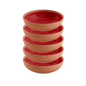 Purely Home Rustic Swirl Red Melamine Bowls - Set of 5