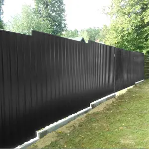 12 Pcs Black Coated Metal Roofing Sheet Corrugated Shed Panels,L 115 cm x W 45 cm x T 0.27 mm