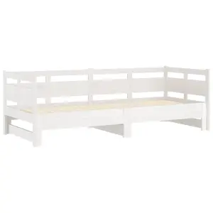 Berkfield Pull-out Day Bed White Solid Wood Pine 2x(90x190) cm