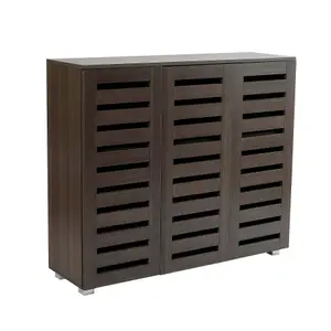 Home Source Oslo 3 Door Dark Brown Shoe Cabinet