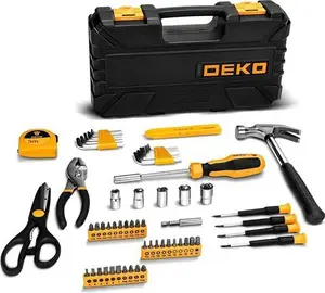 Tool Kit Set Box 62 Piece Home Repair DIY Tools Basic Hand Toolbox Sets For Home