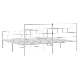 Berkfield Metal Bed Frame with Headboard and Footboard White 200x200 cm