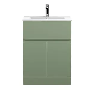 Urban 600mm Free-standing Single Vanity Unit Satin Green