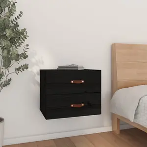 Berkfield Wall-mounted Bedside Cabinet Black 50x36x40 cm