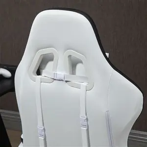 Vinsetto Racing Gaming Chair, Reclining PU Leather Computer Chair With 360 Degree Swivel Seat, Footrest, Removable Headrest White And Black | Aosom UK