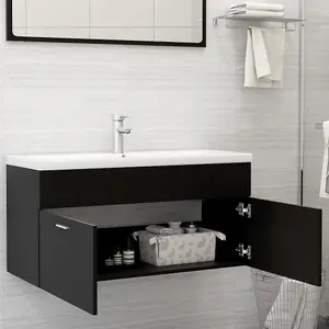 Berkfield Sink Cabinet Black 100x38.5x46 cm Engineered Wood