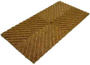 A.Unique Home 15mm Natural Coir Doormat with Printed Pattern 40cm x 80cm - Non-Slip PVC Backed - EMBOSSED STRIPES MAT