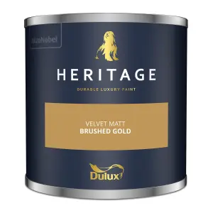 Dulux Trade Heritage Brushed Gold Matt Wall paint, 125ml Tester pot