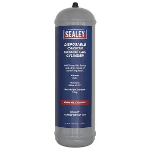 Sealey 1.3kg Disposable Carbon Dioxide Gas Cylinder Lightweight CO21KGD