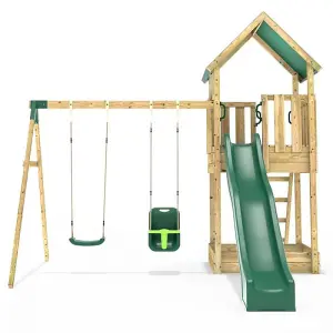 Rebo Modular Wooden Climbing Frame Adventure Playset - Swing Haldon