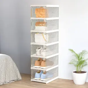 6-Tier Foldable Angel White Shoes Box Plastic Shoes Box Assembly Required