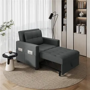 Yaheetech 3-in-1 Convertible Sleeper Sofa Bed Chair Dark Grey