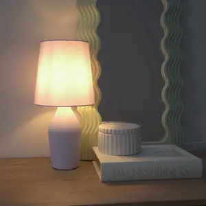 ValueLights Arlo Lilac Ceramic Base Table Lamp with Tapered Shade