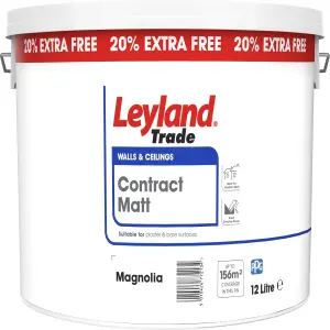 Leyland Trade Contract Magnolia Matt Emulsion paint, 12L