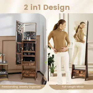 COSTWAY Freestanding Jewelry Cabinet Floor Jewelry Armoire Organizer