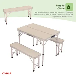 Oypla 3ft Folding Outdoor Camping Kitchen Work Top Table and Benches