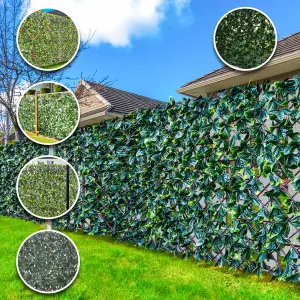 Artificial Laurel Leaf Willow Fence Screen on Trellis Hedge Screening Expandable Privacy Screen Wall Panel - H 1m x W 2m