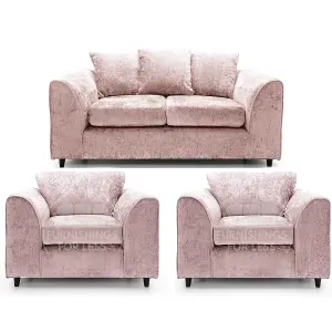 Monaco Chenille Fabric 3 Piece Sofa Set - 2 1 1 Pink