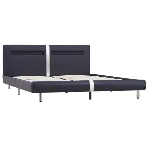 Berkfield Bed Frame with LED Black Faux Leather 150x200 cm 5FT King Size