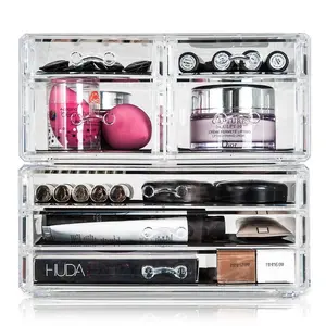 GLAMSMAKED 7-Drawer Transparent Acrylic Makeup Organizer for Clear Cosmetic Storage