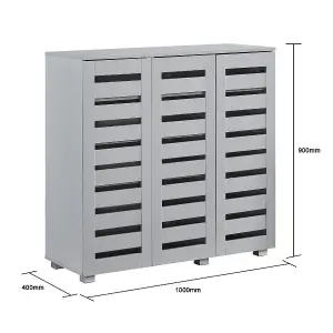 Euston Modern Light Grey 3 Door 5 Tier Shoe Cabinet