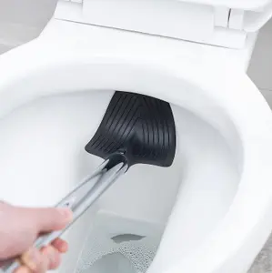 Bristle-Free Silicone Spatula Toilet Brush with Long Handle - Hygienic, Drip Free, Grooved Cleaning Tool - Measures 41cm