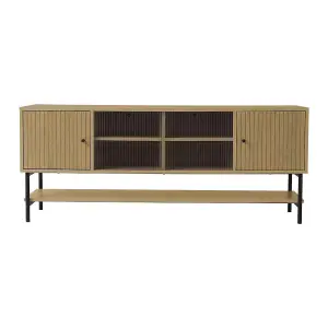 Metal Leg Wooden TV Stand with Ample Storage Space