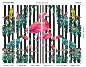 Origin Murals Flamingo Stripe Monochrome Matt Smooth Paste the Wall Mural 300cm wide x 240cm high