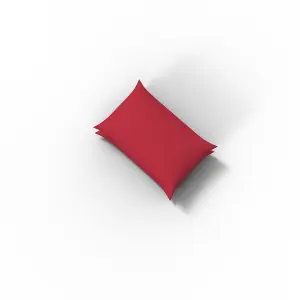 Pair of Pillowcase Polycotton Plain Dyed Housewife Pair of Pillow Covers 75cmx50cm (Red)