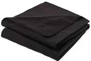 Black Plain Fleece Throw