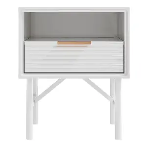 White Square Multi-Tiered Wooden Bedside Storage Drawers Unit Drawer Bedside Chest 48cm H