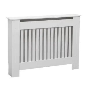 Oypla Medium White Wooden Slatted Grill Radiator Cover MDF Cabinet