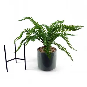 40cm Artificial Fern with Ceramic Planter & Stand