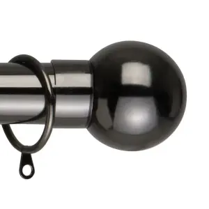 Metal Curtain Pole Set Extendable 40cm to 218cm Black Nickel Ball 25mm Curtain Rail