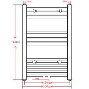 Black Bathroom Central Heating Towel Rail Radiator Straight 500x764mm