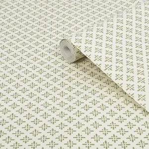 Joules Green Geometric Smooth Wallpaper