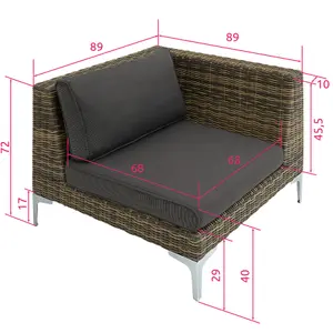 Rattan Garden Furniture Villanova - single chair and corner chairs, thick seat cushions - Mottled Anthracite