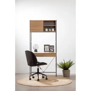 Interiors By Premier Natural Oak Effect Shelf Unit, Sturdy And Stable Narrow Shelving Unit, Easily Maintained Work Space