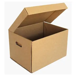 5 x Archive Cardboard Filing Storage Boxes 15x12x9" With Hinged Lids