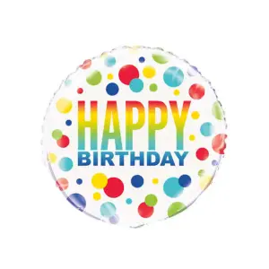 Unique Party Polka Dot Birthday Foil Balloon Rainbow (One Size)