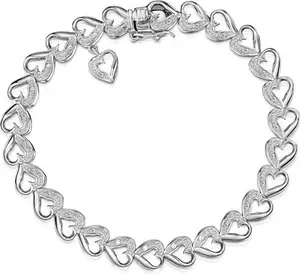 Diamond Heart Sterling Silver Bracelet