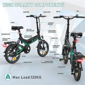 HITWAY E-BIKE For Adults Folding Bicycle 16" City Electric Bike Black