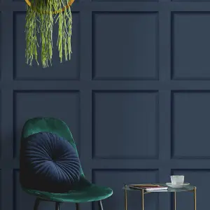 Holden Decor Wood Panel 3D Effect Wooden Panelling Navy Blue Modern Wallpaper