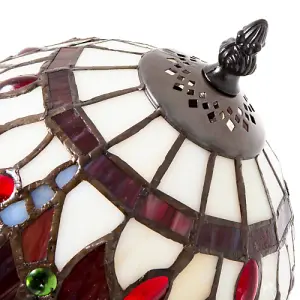 Hand Crafted Red Stained Glass Dragonfly Tiffany Lamp