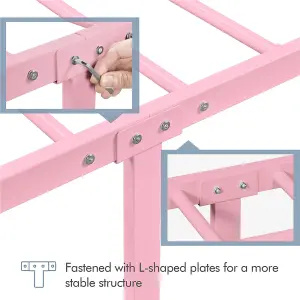 Yaheetech Pink 3ft Single Metal Bed Frame with Cloud-inspired Design Headboard and Footboard