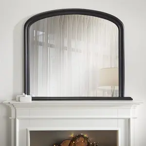 Overmantle Mirror Osborne Arched Shape with Black Frame- H 94cm x W 119cm x D 4cm for Hanging Above the Fireplace