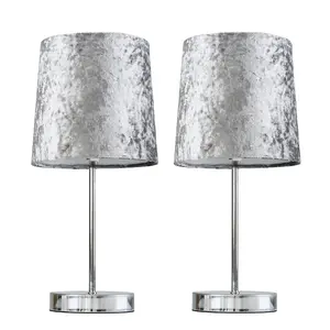 Ilene Metal Table Lamp (Set of 2) Silver Grey / LED Bulb