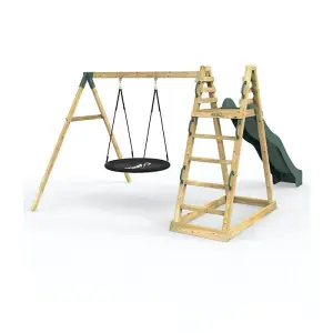 Rebo Children's Wooden Pyramid Activity Frame with Swings and 10ft Water Slide - Looking Glass